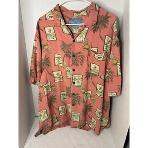 Bermuda Bay Mens XL Tropical Hawaiian Aloha Shirt Short Sleeve Palm Tree Beach
